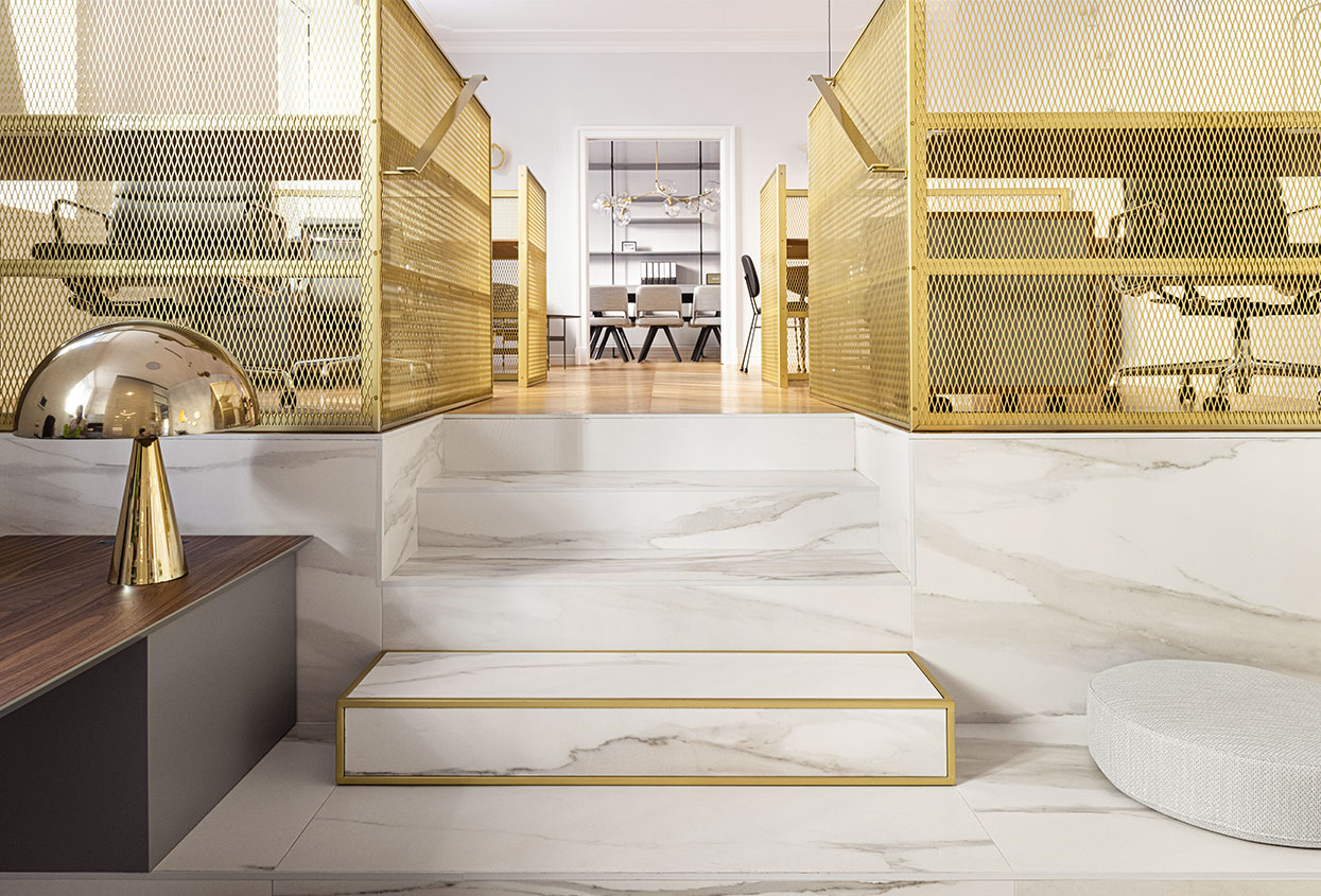 Decorazioni Oro per l'ufficio dxp Architetti a Milano